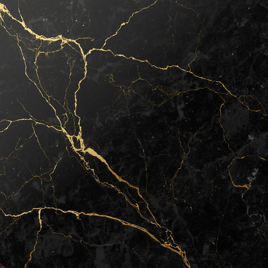 High-resolution black marble with golden veins, elegant luxury aesthetic, minimal but rich style